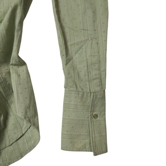 Moda Button Up Shirt Green Textured Long Sleeves Women's Medium - Picture 5 of 6